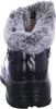 The back view of a black Skechers boot with gray faux fur lining. Voir les images du produit