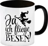 Kaffeebecher Schwarz mit witzigem Hexenmotiv zu Halloween - Produktbild-Vorschau 1