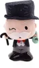 A plush toy of Mr. Monopoly, also known as Rich Uncle Pennybags, is shown against a white background. He is wearing his signature top hat, tuxedo, and bow tie, and is holding a cane in one hand and a bag of money in the other. He is winking. Produktbild-Vorschau
