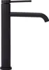 A black high-rise basin faucet against a white background. Podgląd zdjęcia produktu
