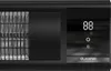 Close-up of the control panel and heating element of a black electric heater. Produktbild-Vorschau
