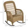 Outsunny Rattan Schaukelstuhl, Schaukelsessel mit Kissen Produktbild-Vorschau 3