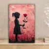 Wanddeko 20x30 cm - Banksy - Mädchen - Rosa - Straßenkunst Produktbild-Vorschau 2