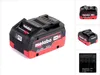 A Metabo 18V 8.0Ah LiHD battery pack is shown from multiple angles, including a close-up and a view of the label. Anteprima dell’immagine prodotto
