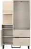 An open wardrobe with shelves and drawers, shown from the front. Produktbild-Vorschau