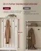 A comparison of two coat racks, highlighting the features of one over the other with text and measurements. Produktbild-Vorschau