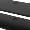 A close-up view of two black shelves with cable management grommets. Podgląd zdjęcia produktu