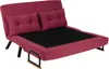 A red sofa bed is shown in a studio setting. Náhled obrázku produktu