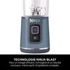 Close-up of a blue Ninja blender with its controls and part of the blending cup visible. Podgląd zdjęcia produktu