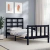 The Living Store Massivholzbett mit Kopfteil Schwarz Produktbild-Vorschau 1
