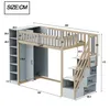 A diagram of a loft bed with dimensions indicated by numbers and arrows. Voir les images du produit