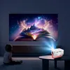 A child sits on the floor watching a projector display a fantasy scene on a wall. Produktbild-Vorschau