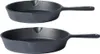 Two black cast iron frying pans are shown against a white background. Anteprima dell’immagine prodotto