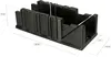 A black plastic miter box with measurement markings. Produktbild-Vorschau