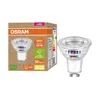 A product shot of an Osram LED light bulb and its packaging, presented on a white background. Produktbild-Vorschau
