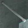 A close-up view of a shower screen support bar attached to a glass shower door and a tiled wall. Produktbild-Vorschau