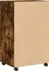 A side view of a rolling cabinet with a wood-grain finish on one side and a plain tan material on the other three sides. The cabinet has wheels at the bottom. Náhled obrázku produktu