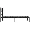 A black metal bed frame with a headboard is shown against a white background. Produktbild-Vorschau