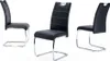 Three views of a black dining chair against a white background. Podgląd zdjęcia produktu