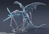A white dragon action figure with blue energy effects, posed on a stand. Produktbild-Vorschau