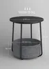 A diagram showing the dimensions of a round side table with a basket. Produktbild-Vorschau