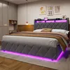 okwish Lit double 160x200 avec éclairage LED, prise Voir les images du produit 8
