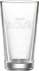 A clear, front-facing shot of an empty glass with embossed text and markings. Voir les images du produit