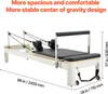 A Pilates reformer machine with dimensions indicated. Podgląd zdjęcia produktu
