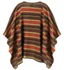 A poncho with a striped pattern, shown from the back. Produktbild-Vorschau