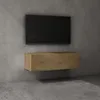 doporro Mobile Porta TV Sospeso 100 cm con Anta Marrone Anteprima dell’immagine prodotto 1
