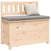 A wooden storage bench with a gray cushion and a beige pillow. Náhľad obrázku produktu