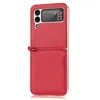 A red flip phone case with a card holder is shown against a white background. Produktbild-Vorschau