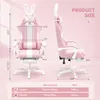 Ergonomischer Gaming Stuhl Rosa mit Fußstütze, Niedlicher Produktbild-Vorschau 2