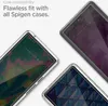 Three smartphone screens are shown in clear cases, with text overlay indicating case compatibility. Podgląd zdjęcia produktu
