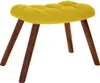 A yellow upholstered ottoman with wooden legs is shown against a white background. Náhľad obrázku produktu