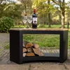 Esschert Design, Bank mit Holzlager, Gebogen, Stahl und Produktbild-Vorschau 4