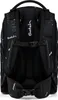 The back view of a black backpack with a geometric pattern. Voir les images du produit