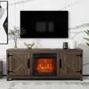 A TV stand with a built-in electric fireplace. Produktbild-Vorschau