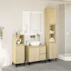 A bathroom vanity set with cabinets and a sink, next to a shower stall. Anteprima dell’immagine prodotto