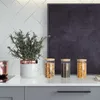 Relaxdays Vorratsgläser mit Bambusdeckel, 3er Set, eckige Produktbild-Vorschau 5