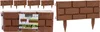 A collage of images showing garden edging with a brick pattern. One part shows several pieces of edging lined up, and another part shows a single piece of edging with stakes. Náhľad obrázku produktu