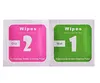 Two cleaning wipes for screens, labeled 'Wet' and 'Dry'. Produktbild-Vorschau