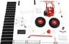 A collection of parts and accessories for a gasoline-powered sweeper or snow blower, laid out on a white background. Produktbild-Vorschau