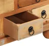 Close-up of wooden drawers with black metal ring handles, one drawer is open. Produktbild-Vorschau