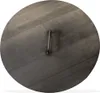 A round, flat metal lid with a small metal handle attached to the center. Produktbild-Vorschau