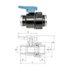 Unidelta PP Kugelhahn mit beidseitigem Innengewinde 2" x 2" Produktbild-Vorschau 2