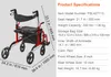 SucceBuy 2-v-1 rolátor a transportná stolička pre seniorov, Náhľad obrázku produktu 7