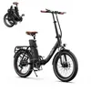 A black electric folding bicycle is shown against a white background. A smaller image of the bicycle folded is in the top left corner. Produktbild-Vorschau