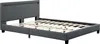 A dark gray upholstered bed frame with a headboard and wooden slats. Náhled obrázku produktu