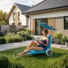 Chaise longue à roulettes avec toit Chaise longue pliante Voir les images du produit 6